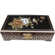 Black Lacquer Jewellery Box with Chinese Lock