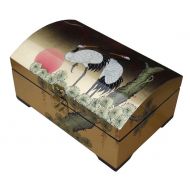 Gold Leaf Jewellery Box with Chinese Lock, Cranes