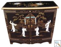 Black Lacquer Mother of Pearl Hall Cabinet