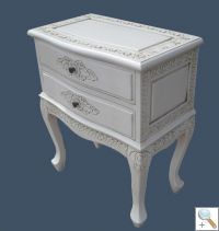 Handcarved French 2 Drawer Side Table