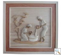 Ladies Pouring Water 3D Handcarved Wooden Picture