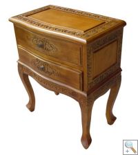 Handcarved French 2 Drawer Side Table