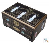Black Lacquer MOP Jewellery Box with Chinese Lock, Ladies