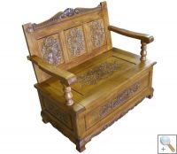 Handcarved Bench with Storage