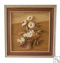 Flower Basket 3D Handcarved Wooden Picture