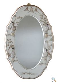 Lacquer Mirror with Mother of Pearl Carvings