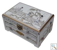 White Lacquer MOP Jewellery Box with Chinese Lock, Ladies