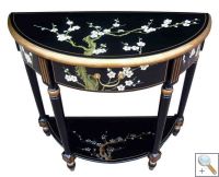 Hand Painted Blossom Half Moon Console Table with Shelf