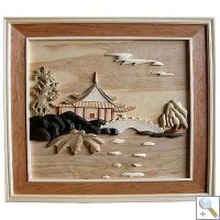 Pagoda with Bridge 3D Handcarved Wooden Picture