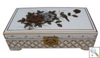 White Lacquer Jewellery Box with Chinese Lock
