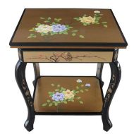 Gold Leaf End Table with Shelf