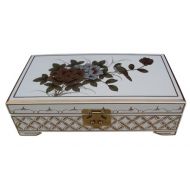 White Lacquer Jewellery Box with Chinese Lock